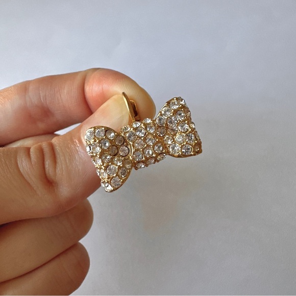Kate Spade Sparkling Bow Earrings, Gold and Rhinestone Earrings - Picture 5 of 6